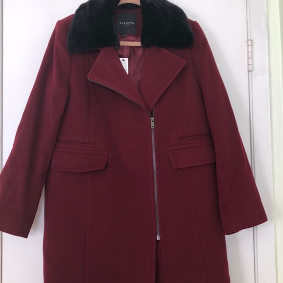 Talbots Jackets & Blazers - Talbots Petites Faux Fur Collar Wool Coat Sz 14p